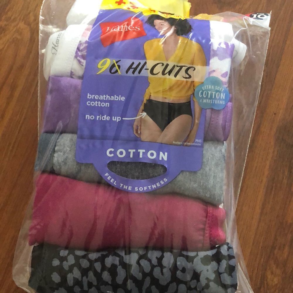 NEW Hanes Nine pack high cuts cotton panties underwear size 10